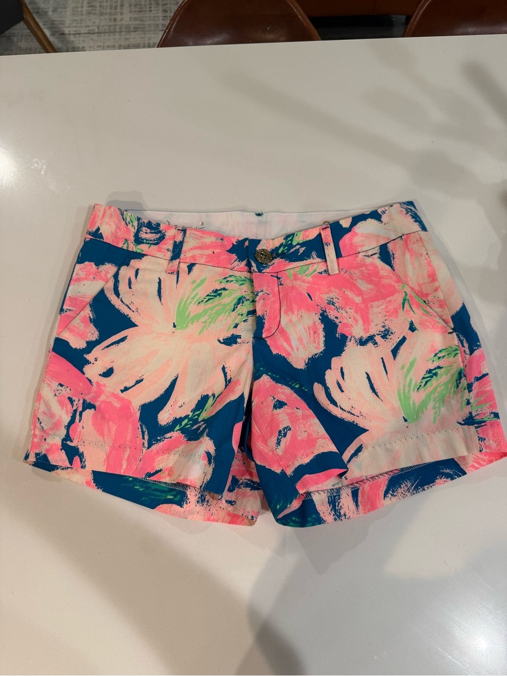 Lilly Pulitzer High-Waist Floral Shorts - Blue, Pink & Green